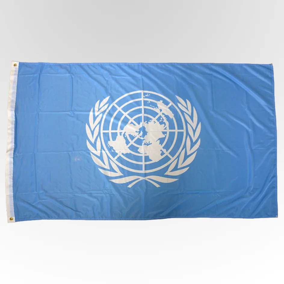 Custom printed United Nations flag, wholesale from Wolflag flag factory