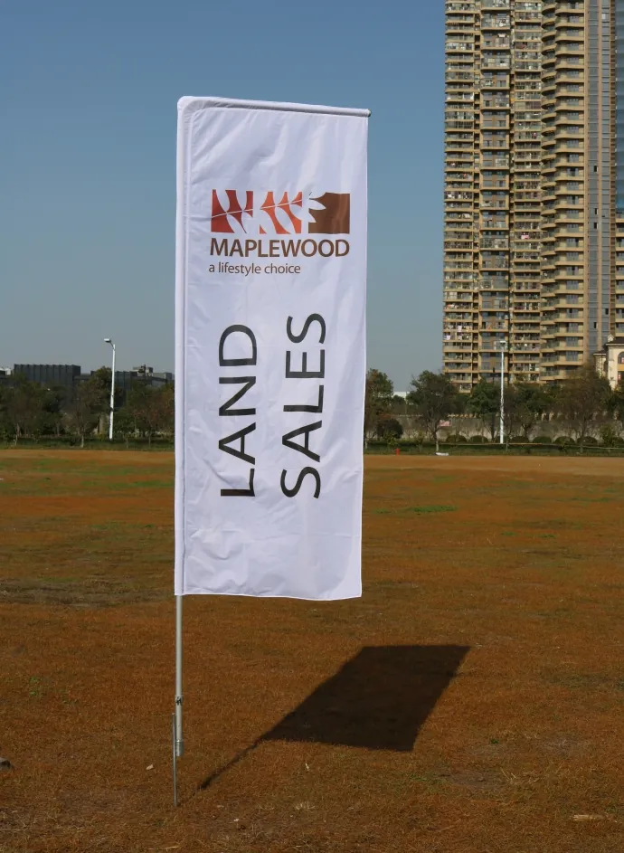 Wolflag factory-direct custom rectangular flag for land sales, a printed outdoor advertising banner for real estate and property promotions by Maplewood.